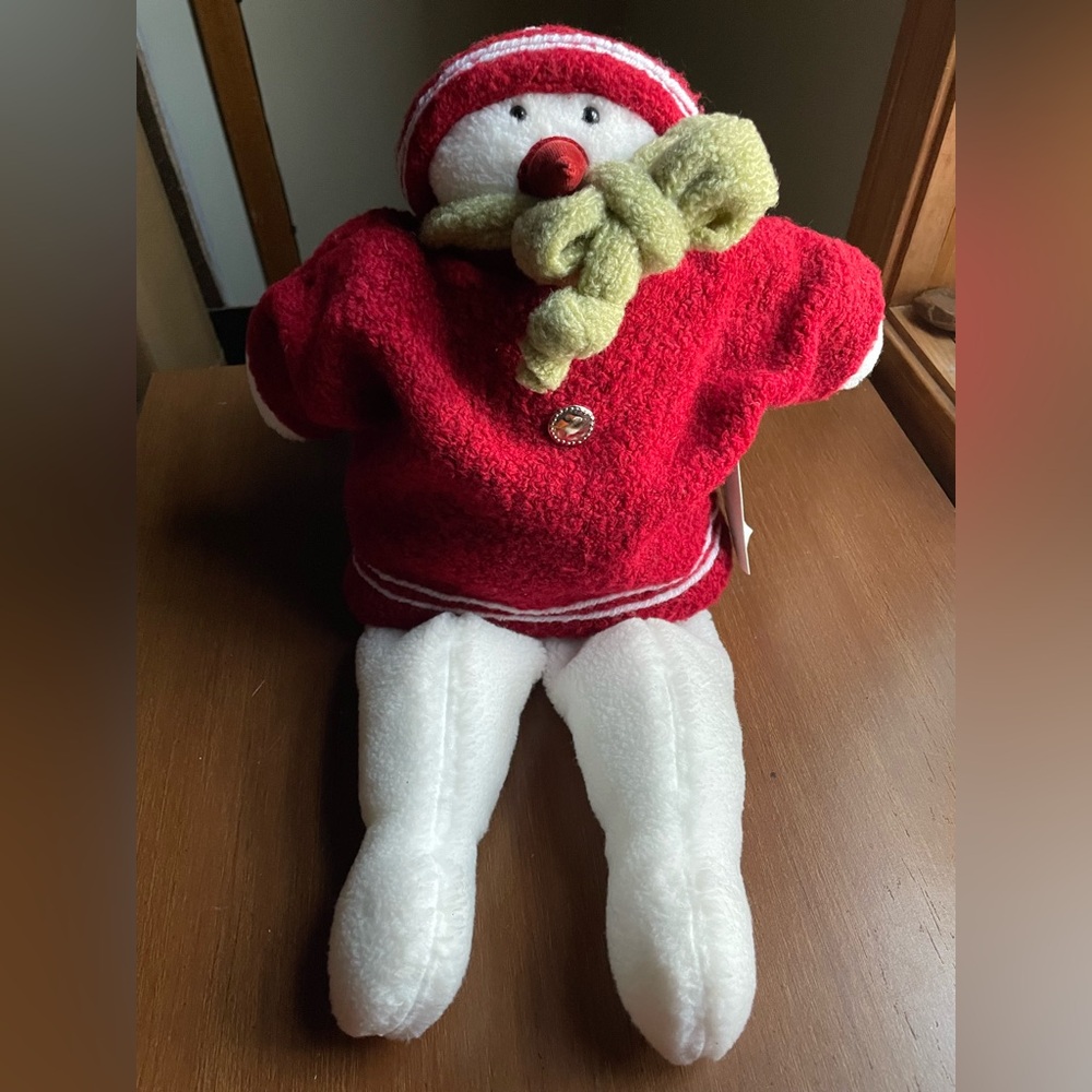 2001 Woof And Poof Musical Handmade Plush Snowman 18" Plays Jingle Bells